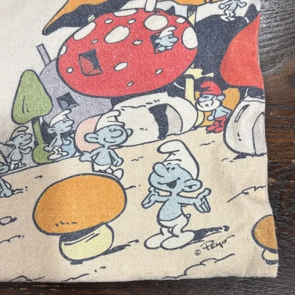 🌈The Smurfs Canvas Tote Bag - Beige with Colorful Print - Picture 3 of 6